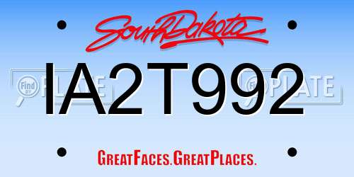 IA2T992 South Dakota License Plate