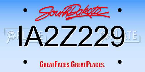 IA2Z229 South Dakota License Plate