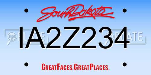 IA2Z234 South Dakota License Plate