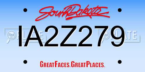 IA2Z279 South Dakota License Plate