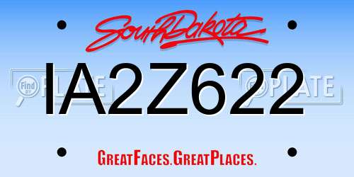 IA2Z622 South Dakota License Plate