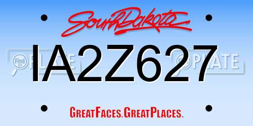 IA2Z627 South Dakota License Plate