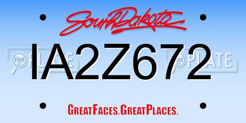 IA2Z672 South Dakota License Plate