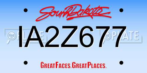 IA2Z677 South Dakota License Plate