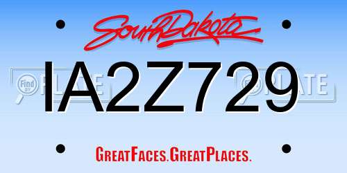 IA2Z729 South Dakota License Plate