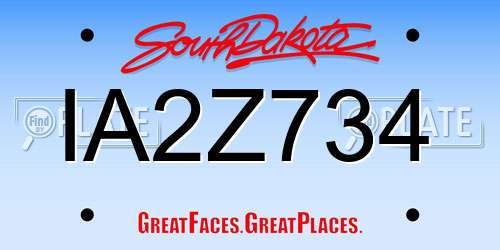 IA2Z734 South Dakota License Plate