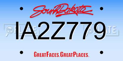 IA2Z779 South Dakota License Plate