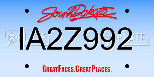 IA2Z992 South Dakota License Plate