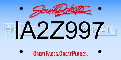 IA2Z997 South Dakota License Plate