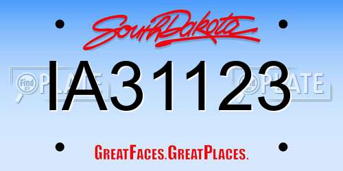 IA31123 South Dakota License Plate