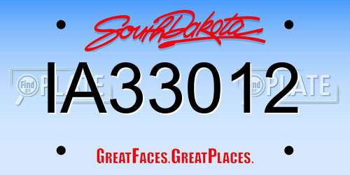 IA33012 South Dakota License Plate