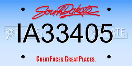 IA33405 South Dakota License Plate