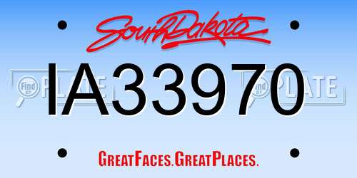 IA33970 South Dakota License Plate