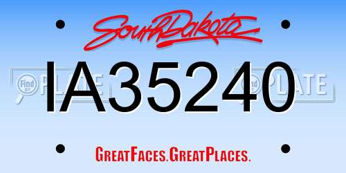 IA35240 South Dakota License Plate