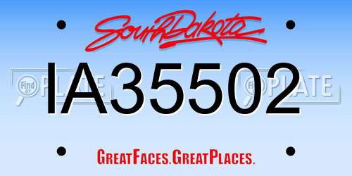 IA35502 South Dakota License Plate