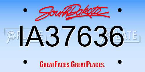 IA37636 South Dakota License Plate