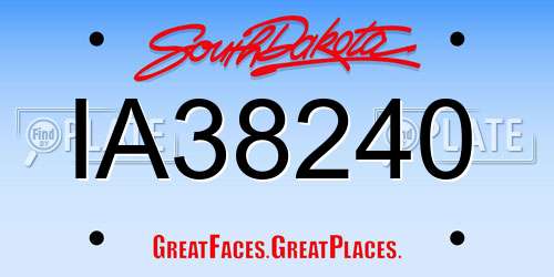IA38240 South Dakota License Plate