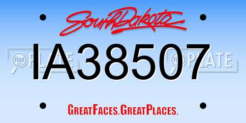 IA38507 South Dakota License Plate