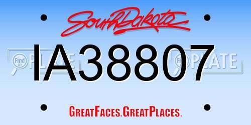 IA38807 South Dakota License Plate