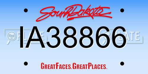 IA38866 South Dakota License Plate