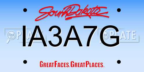 IA3A7G South Dakota License Plate