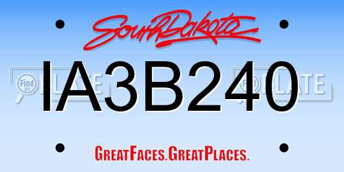 IA3B240 South Dakota License Plate