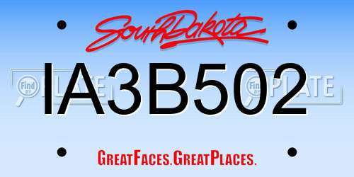 IA3B502 South Dakota License Plate