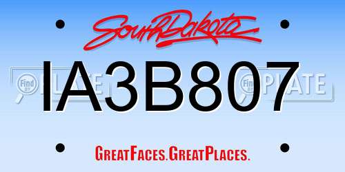 IA3B807 South Dakota License Plate