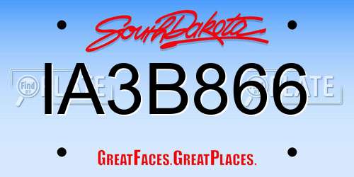 IA3B866 South Dakota License Plate