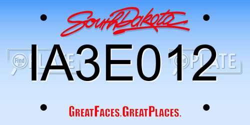 IA3E012 South Dakota License Plate