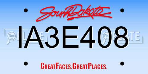 IA3E408 South Dakota License Plate