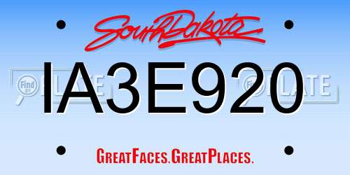 IA3E920 South Dakota License Plate