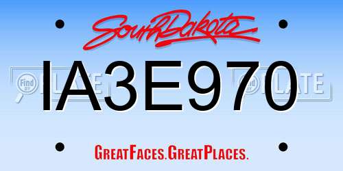 IA3E970 South Dakota License Plate