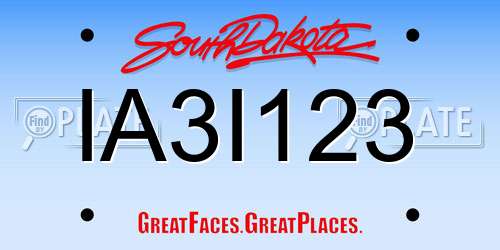 IA3I123 South Dakota License Plate