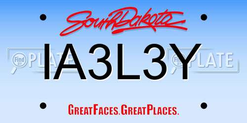 IA3L3Y South Dakota License Plate