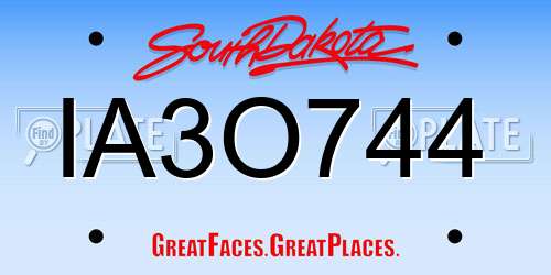 IA3O744 South Dakota License Plate