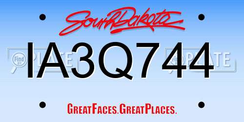 IA3Q744 South Dakota License Plate