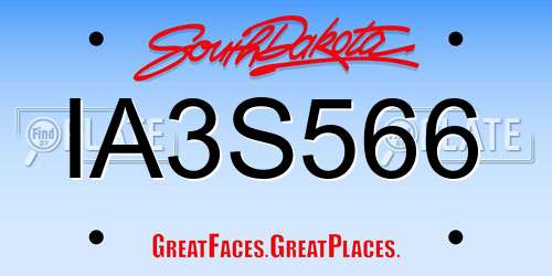 IA3S566 South Dakota License Plate