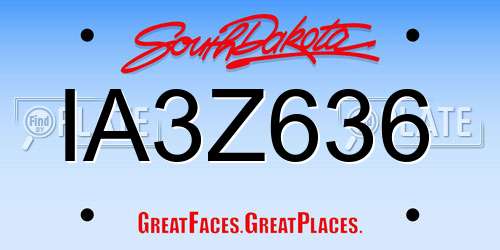 IA3Z636 South Dakota License Plate