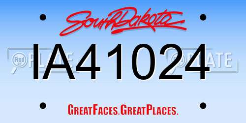 IA41024 South Dakota License Plate