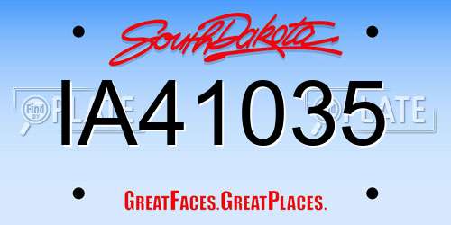 IA41035 South Dakota License Plate