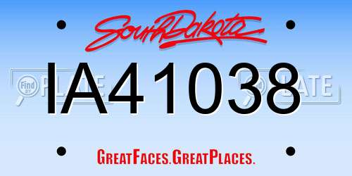 IA41038 South Dakota License Plate