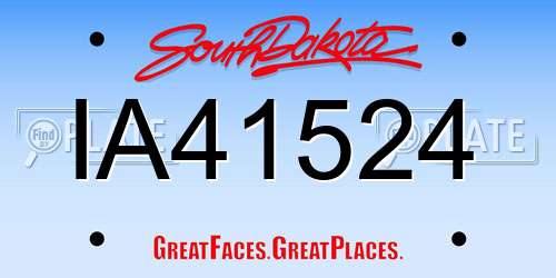 IA41524 South Dakota License Plate