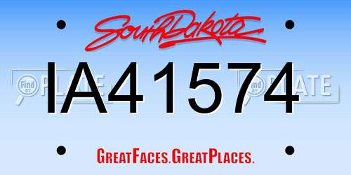 IA41574 South Dakota License Plate