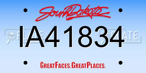 IA41834 South Dakota License Plate
