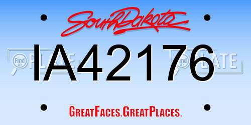 IA42176 South Dakota License Plate