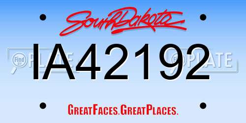 IA42192 South Dakota License Plate