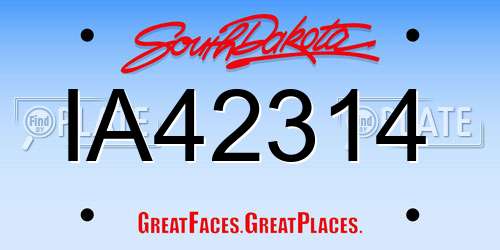 IA42314 South Dakota License Plate