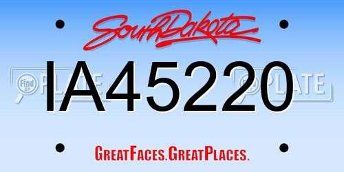 IA45220 South Dakota License Plate