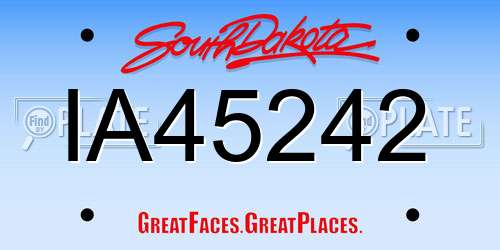 IA45242 South Dakota License Plate